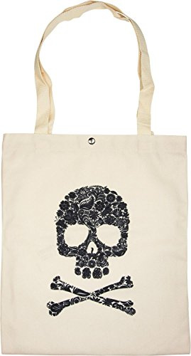 styleBREAKER Einkaufstasche Sugar Skull Totenkopf Beutel 34x40cm | Druckknopf Verschluss. Henkel 63cm. Hauptfach groß. Stoffbeutel. modischer Print beidseitig. Baumwoll-Finish.