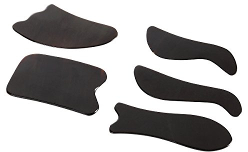 ROSENICE Gua Sha Schaber, Massagewerkzeug, Water Buffalo Horn Gua Sha Massage Tool Board, Set mit 5 Stück