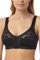 Marlon Womens Mandy Front Fastening Wirefree Satin & Lace Everyday Bra, Black, 42DD