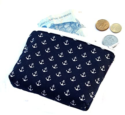 Kleine Anker Mini Portemonnaie Blau Maritimer Geldbeutel Stoff