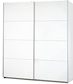 Rauch Möbel Caracas Schrank Kleiderschrank Schwebetürenschrank, Weiß 2-türig inkl. Zubehörpaket Classic 4 Einlegeböden, 2 Kleiderstangen, 1 Hakenleiste, BxHxT 226x210x62 cm