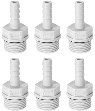 sourcing map 6 Stück PVC Schlauchanschluss Schlauchverbinder 6mm oder 15/64 mit Widerhaken x 3/8 G Stecker Rohr Schlauchtülle Wasseranschluss Verlängerung