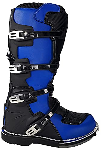 Stivali per moto da cross enduro fuoristrada quad (47 EU, Blu)