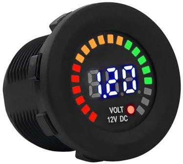 VIFERR Voltímetro Moto Impermeable de Motocicleta, 12 V Moto Coche LED Pantalla Digital Voltímetro Voltaje Impermeable Voltímetro Medidor Negro