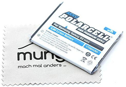 Ersatz Akku passend für Samsung GalaxyS3 mini Galaxy S3 mini Value ED (Ersetzt Originalakku EB-L1M7FLU) Polarcell mit mungoo Displayputztuch