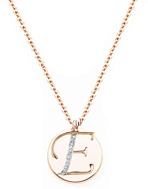 baobei Kaguyo Handmade Minimalist Initial A-Z Letter Choker Necklace - 14K Rose Gold Stainless Steel Personalized Name Round Mirror Charm Pendant Necklace for Women and Girls