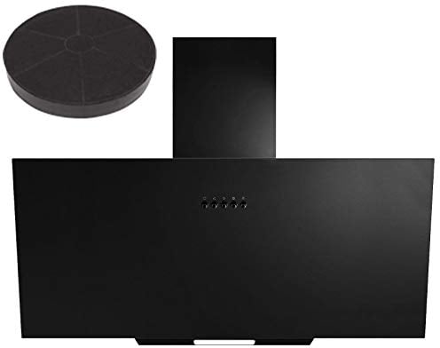 SIA AH70BL 70cm Black Angled Glass Chimney Kitchen Cooker Hood Fan & Filter