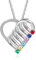 ALBERTBAND Personalisierte Kette Damen mit 2/3/4/5/6 Namen Geburtssteine Mutter Tochter Herz Halskette Geschenke für Frauen Mama Muttertag Weihnachten (Silber-6 steine)