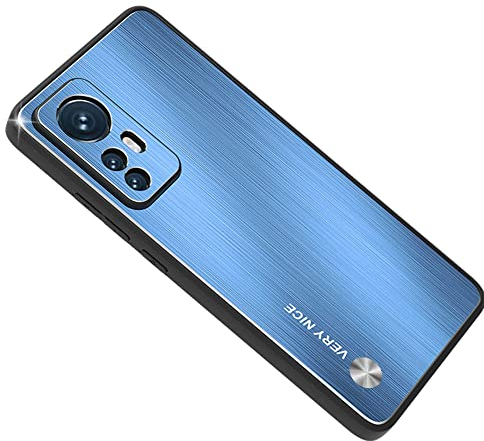 ESTH® Handyhülle für Xiaomi 12 5G/12X 5G Hybrid Rüstung Aluminium Metall Stoßfester Bumper Cover Soft Silikon Militär Heavy Duty Case für Xiaomi 12 5G/12X 5G, Blau