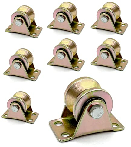 ASNOMY 8 Stück V-Nut-Rollenrad, Umlenkrolle Hebekran Seilrolle Flaschenzüge, Starke Tragfähigkeit Verdickter Stahl Geräuscharmes Rostfreie Roller für Rückfahrbahn, Industriemaschine, Rolltor
