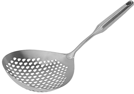 Mestolo per Schiumarola, Cucchiaio per Schiumarola in Acciaio Inossidabile 304 per Uso Alimentare con Manico Lungo Colino per Pasta Colino per Pasta Schiumarola da Cucina per Frittura di(D'argento)