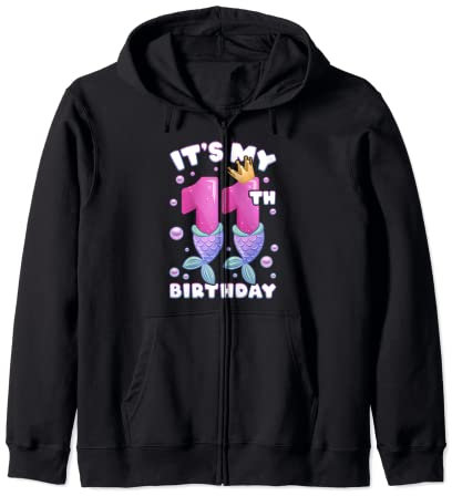11. Geburtstag, Mädchen, Meerjungfrauenflosse, Nummer 11 Kapuzenjacke