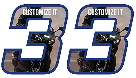 labelbike - Coppia di Adesivi Numeri Moto Personalizzati - altezza numero 4 cm numero Custom '3'