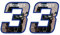 labelbike - Coppia di Adesivi Numeri Moto Personalizzati - altezza numero 4 cm numero Custom '3'