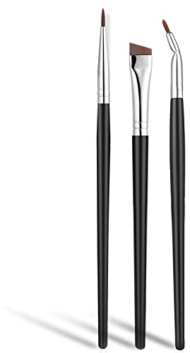 Eyeliner Pinsel Satz,Fein abgewinkelt Profi Präzisions Pinsel,Feine Spitze Eyeliner-Pinsel Synthetische Borsten, Augen Make up Werkzeug -3 Stück Schwarz