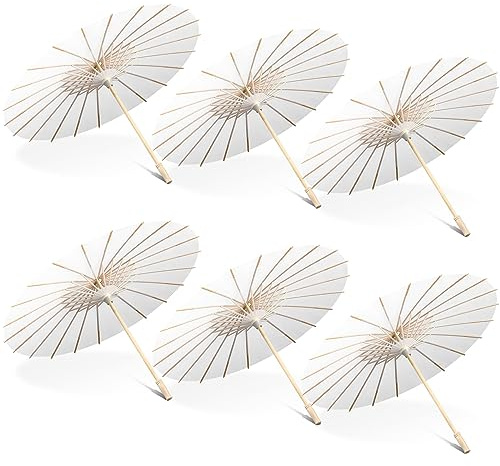 Sanwuta 8 Pcs Paper Parasol Umbrella, 23.6, DIY Wedding Decor White