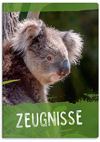 itenga Zeugnismappe mit Motiv DIN A4 stabile Dokumentenmappe Sichtbuch für Zeugnisse - 20 stabile Hüllen - für Kinder Jugendliche Schüler Mädchen Jungen (Motiv Koala)