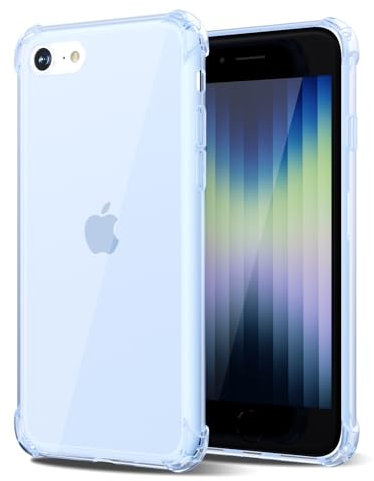 Svanove für iPhone SE 2022/2020/ 7/8 Hülle Durchsichtig, Transparent Handyhülle Kameraschutz, Klar Farbig Dünn Schutz Silikon Schutzhülle Stoßfest Weich Gummi Clear Slim TPU Case, Hellblau
