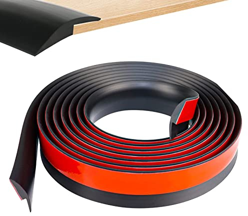 jackfru 3M Rampe Übergangsprofil Selbstklebend, Höhen-Ausgleichsprofil, Abdeckleiste Anpassungsprofil, Türschiene, Übergangsschiene, Schwelle tür teppich, boden (1, Schwarz, 3M*5mm)