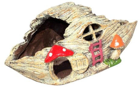 Angoily Aquarium paysager Maison en Bois Aquarium Jouet Dessus de Bureau bûche Betta décor Parure sous- Ornement d'aquarium rocaille Artisanat Fausses Plantes Aquatiques résine
