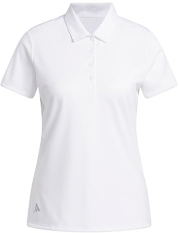 adidas Damen Women's Solid Performance Short Sleeve Polo Shirt, White, L