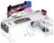 ODK Escritorio Gaming en L, 168x80cm Escritorio Esquinero Reversible con Puerto de Carga USB y Toma de Corriente, Mesa en L con Estante&Soporte de Monitor para Hogar, Oficina, Gaming, Blanco