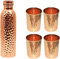BishtHub Kupfer 1000ML Wasserflasche mit 4 Kupferglas je 250ml, Kupfer Utesnsils für Wate Aufbewahrung, Küchenartikel, Trinkgeschirr Geschenkset