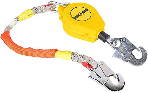 Protezione anticaduta Cavo di Sicurezza Retrattile Automatico Cavo di Sicurezza in Filo zincato, Dispositivo anticaduta ad Alta Quota Discensore con moschettone di bloccaggio Giallo