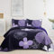 WONGS BEDDING Tagesdecke 220x240 Lila Blumen Bettüberwurf Weiche Sommerdecke Gesteppte Decke für Doppelbett Mikrofaser Bettdecke mit 2 Kissenbezug 50x75