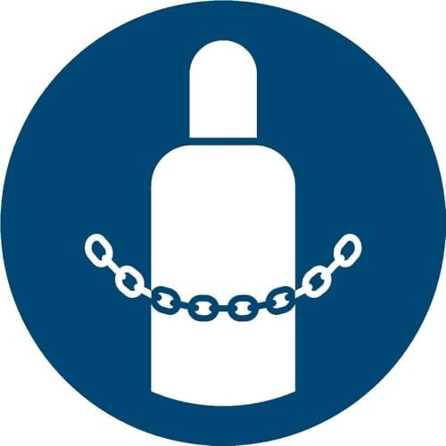 Gasflaschen sichern Aufkleber Ø 10 cm gemäß ISO 7010 (wetterfest)