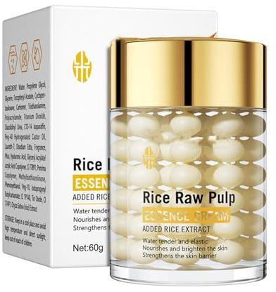 Rice Raw Pulp Essence Gesichtscreme, Reiscreme, Anti-Aging, Gesichtscreme mit Hyaluronsäure, tägliche Hautpflege, beruhigt Trockenheit, Anti-Falten, leichte Gesichtscreme für Damen und Herren