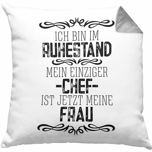 Trendation Lustige Kissen mit Füllung 40x40 Rentner Geschenk Ruhestand Abschied Abschiedsgeschenk Rente Pension Pensionierung Mann Männer (Grau)