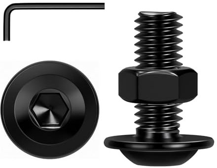 ORTAVA 20 Stück M6 x 20 mm Schrauben, Linsenkopfschraube Innensechskant und Muttern Sortiment Set, Edelstahl A2 V2A Vollgewinde Schwarzes Oxid mit Sechskantschlüssel