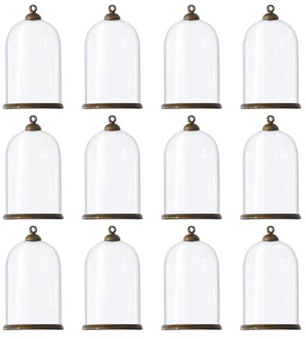 CHGCRAFT 12Pcs Clear Glass Globe Charm DIY Pendant Kits with Brass Tray Settings Bead Cap Bails Antique Bronze Glass Dome for Bracelet Necklace Jewelry Making DIY