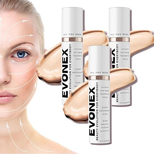 Evonex Age Defying Foundation, Evonex Age Defying Serum, Foundation-Serum für Frauen, getönte Anti-Aging-Feuchtigkeitscreme, universelle Tönung, getönter Gesichts-Sonnenschutz mit leichter (3pcs)
