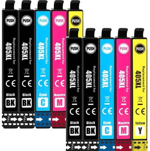 HL4win 405XL Multipack Kompatibel fur Epson 405 Druckerpatronen 405 XL Ersatz für Epson Workforce Pro WF-4820 Patronen WF-3820 WF-3820DWF WF-4825 WF-3825 WF-4830DTWF WF-7840DTWF WF-7830DTWF (10Pack)