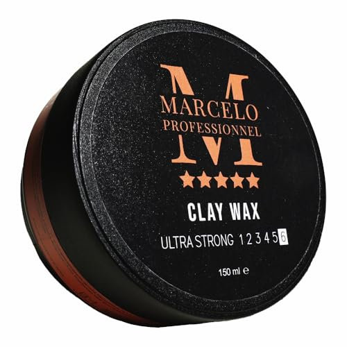 Marcelo Clay Wax 150ml Haarwachs, flexibel starker Halt, neu formbar, kämmbar, matt, wasserbeständig, Premium Matt Paste, Barber, Frisur, Frauen & Männer,