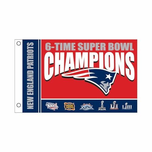 Team Sports America NFL New England Patriots Multi-Win Superbowl Champions 7,6 x 12,7 cm Flagge für draußen mit Ösen, für drinnen und draußen, robuste Flagge und Banner, funktioniert mit Fahnenmast
