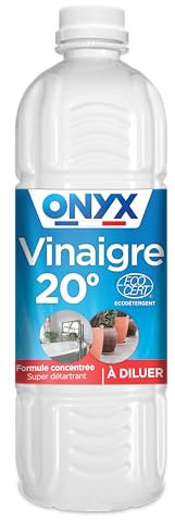 Onyx - Vinaigre Concentré 20° - Détartrant - Nettoyant - Pour la Maison et les Extérieurs - Facile à Diluer - Ecocert - 100% d'Ingrédients d'Origine Naturelle - Fabrication Française - 1L (Lot de 6)