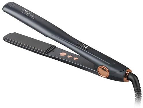 Retro Upgrade RUP-N26C/A Black | Plancha Digital Profesional | Color Negro - Plancha de Pelo | Placas de Turmalina con Revestimiento de Aceite de Argán | Temperatura Ajustable | Pantalla LCD