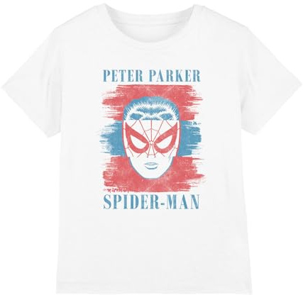 Marvel Boy's Spiderman Peter Parker Stripes Unisex Kids T Shirt T-Shirt