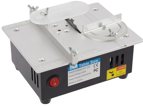 SICHENSH 96W Mini Multifunktions Tischkreissäge, Tragbare Tischsägen, Multifunktions Tischkreissägen mit 4 Sägeblätter, Tisch-Elektro-Tischsäge für Schneiden Polieren und Gravieren