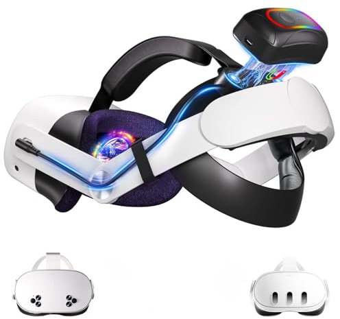 AARONMEI Magnetic Detachable 10000mAh Battery Pack for Meta Quest 3/3S with PD 18W Fast Charging, Extended Playtime up to 8 Hours & Smart Temperature Control (White Black)