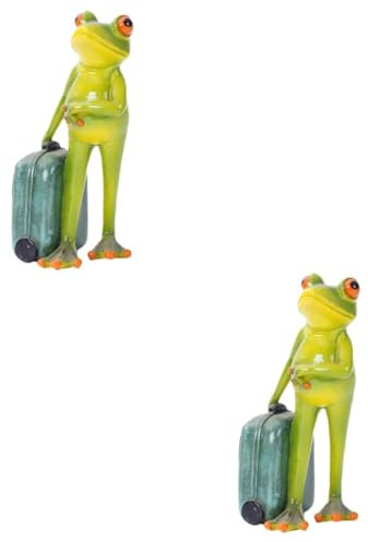 BESTonZON 2 Stück Froschdekoration Frosch-weihnachtsschmuck Frosch-skulptur-Statue Frösche Süße Tierverzierung Froschverzierung Mini-Frosch Dekorationen Ornamente Miniatur Die Kunstharz Grün