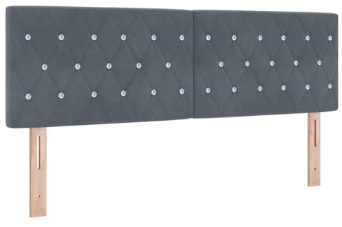 vidaXL Kopfteil Dunkelgrau 160 cm Samt | Wandmontage sorgt für Ordnung in deinem Zimmer, Einfach anpassbar für deinen Komfort,