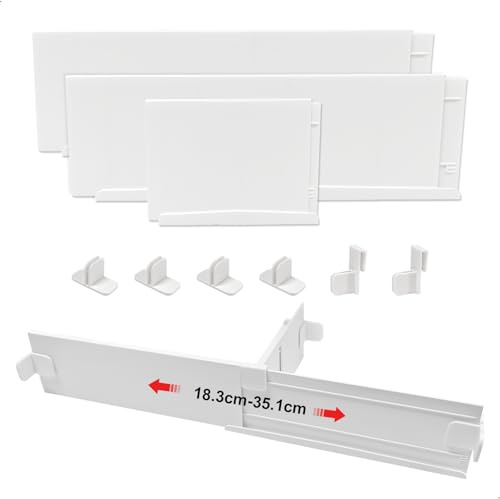 xiruiubao Schubladentrenner Verstellbar Schubladenteiler, 3 Stück Schubladen Organisers für Länge>18–35cm & Höhe>6cm Schubladen, Schubladentrenner für Küche Schlafzimmer Büro