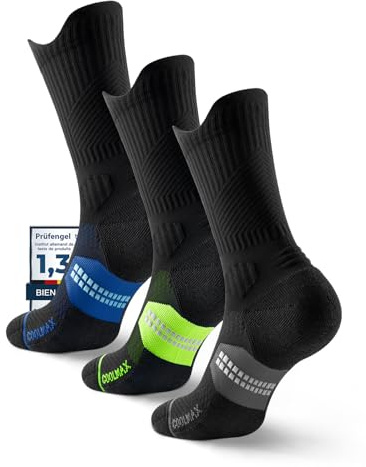Juclise Chaussettes de course à pied en bambou Coolmax pour homme, compression, évacuation de l'humidité