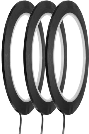 QUARKZMAN 2mmx66m Feine Linien Klebeband Schwarz, 3 Rollen PET Klebestreifen Selbstklebend Dünnes Zierstreifen, Whiteboard Klebeband Wasserdicht Gitter Markierungsband für Büro Haushalt