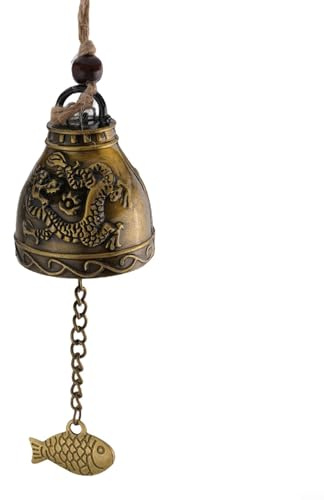 Garten-Windspiel, Metall, Kupferglocken für den Außenbereich, Dekoration, Hof, Terrasse, Balkon, Zuhause, Innenbereich, Hängeornament, Glücksfisch, Drache, Phönix, Buddha-Anhänger, Windglocke (Drache)