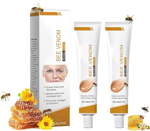 2 Stück Bienengift Anti-Falten-Creme, Feuchtigkeitsspendende Gesichts- und Halscreme 20g, Straffende Pflege für Glatte Haut, Geeignet für Alle Hauttypen